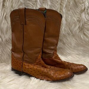 Justin Boots Tan Ostrich Cowboy Boots